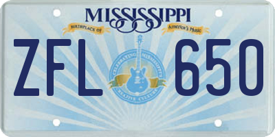 MS license plate ZFL650