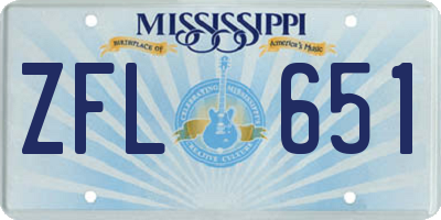 MS license plate ZFL651