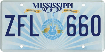 MS license plate ZFL660
