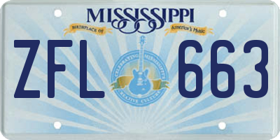 MS license plate ZFL663