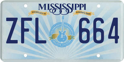 MS license plate ZFL664