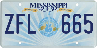MS license plate ZFL665