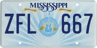 MS license plate ZFL667