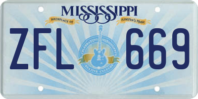 MS license plate ZFL669