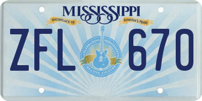 MS license plate ZFL670