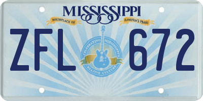 MS license plate ZFL672