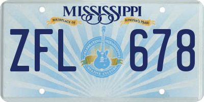 MS license plate ZFL678