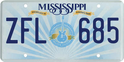 MS license plate ZFL685