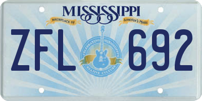 MS license plate ZFL692