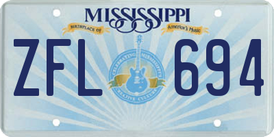 MS license plate ZFL694