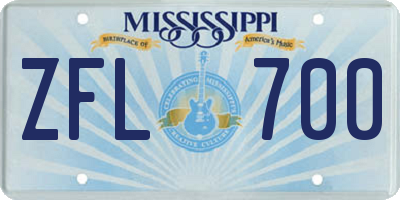 MS license plate ZFL700