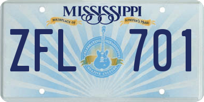 MS license plate ZFL701