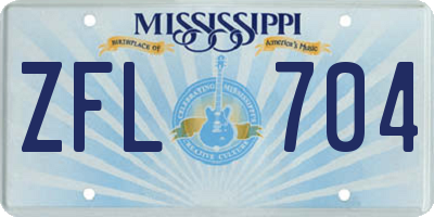 MS license plate ZFL704