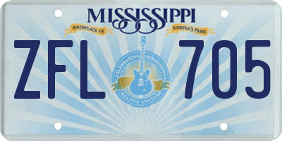 MS license plate ZFL705