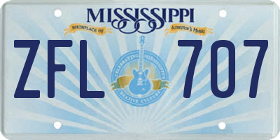 MS license plate ZFL707