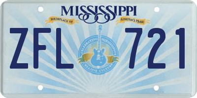 MS license plate ZFL721