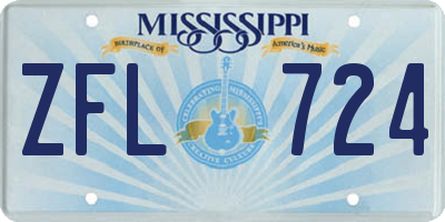 MS license plate ZFL724