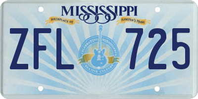MS license plate ZFL725