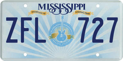 MS license plate ZFL727