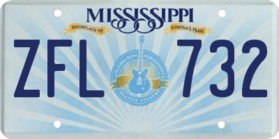 MS license plate ZFL732