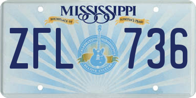 MS license plate ZFL736