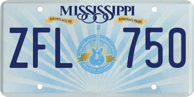 MS license plate ZFL750