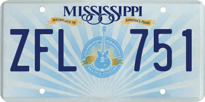 MS license plate ZFL751