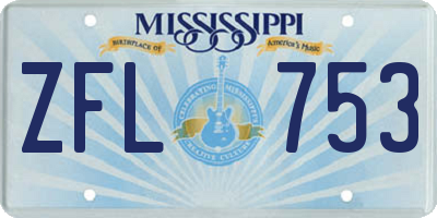 MS license plate ZFL753