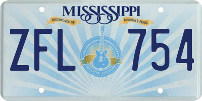 MS license plate ZFL754