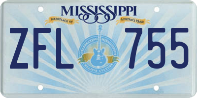 MS license plate ZFL755