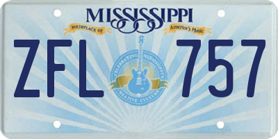 MS license plate ZFL757