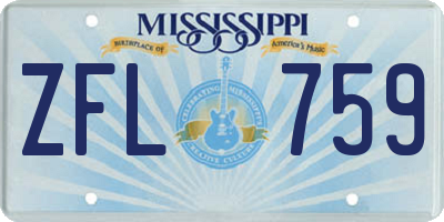 MS license plate ZFL759