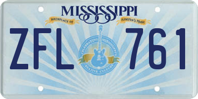 MS license plate ZFL761