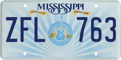 MS license plate ZFL763