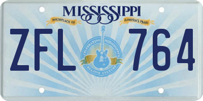 MS license plate ZFL764
