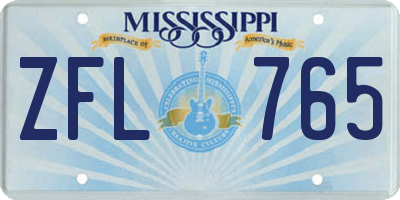 MS license plate ZFL765