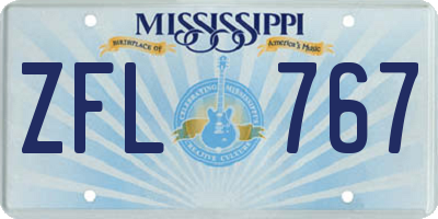 MS license plate ZFL767