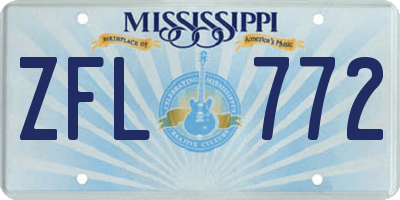 MS license plate ZFL772
