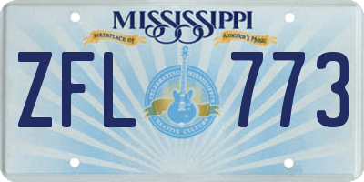 MS license plate ZFL773
