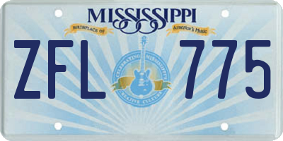 MS license plate ZFL775