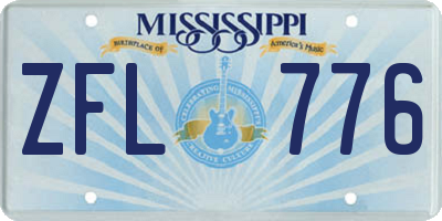MS license plate ZFL776