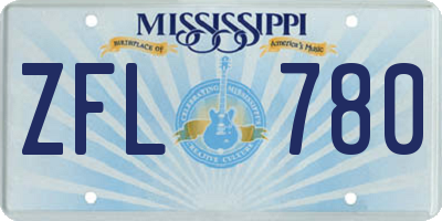 MS license plate ZFL780