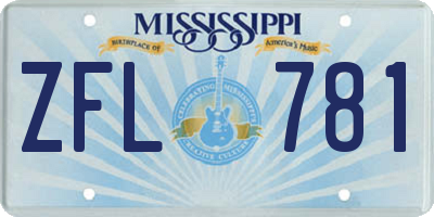 MS license plate ZFL781