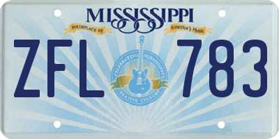 MS license plate ZFL783