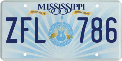 MS license plate ZFL786