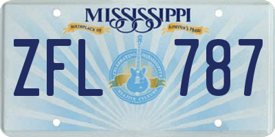 MS license plate ZFL787