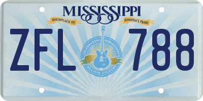 MS license plate ZFL788