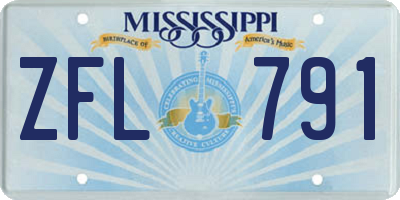 MS license plate ZFL791