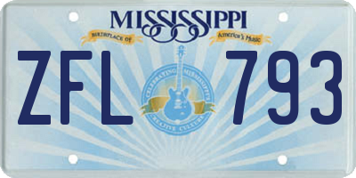 MS license plate ZFL793