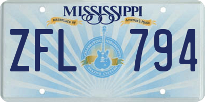 MS license plate ZFL794